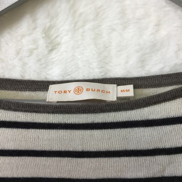 Tory Burch Grey Striped Wool Sweater - Picture 2 of 13